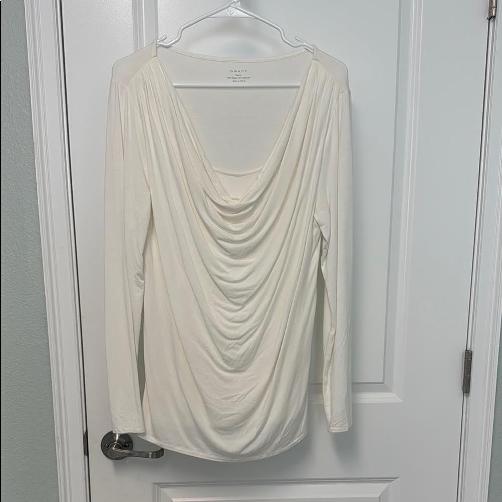 Elegant Cream Drape Top